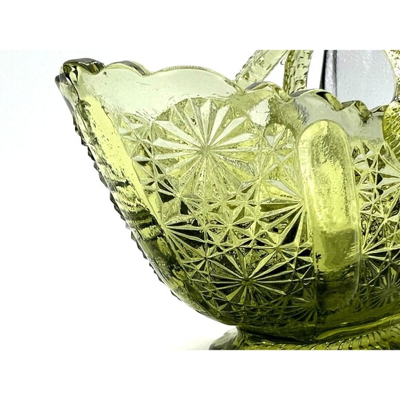 Fenton Art Glass Colonial Green Glass Basket American Classic Twig Handle EUC - Picture 16 of 16